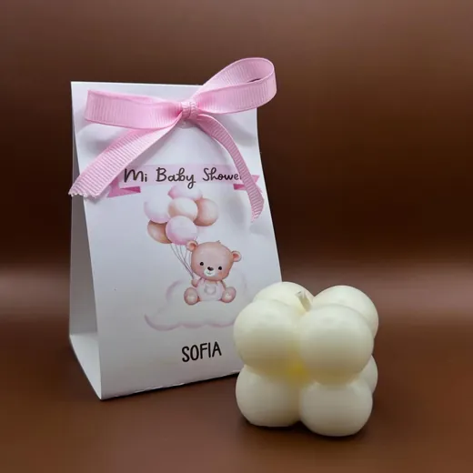 Vela burbuja con bolsita personalizada de baby shower