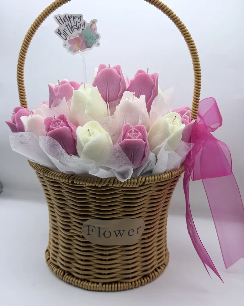 Canasta de tulipanes
